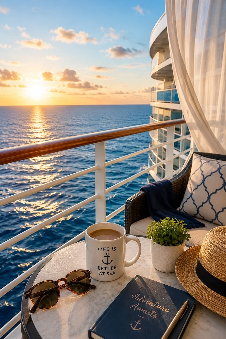 Luxury cruise ship sailing through scenic waters